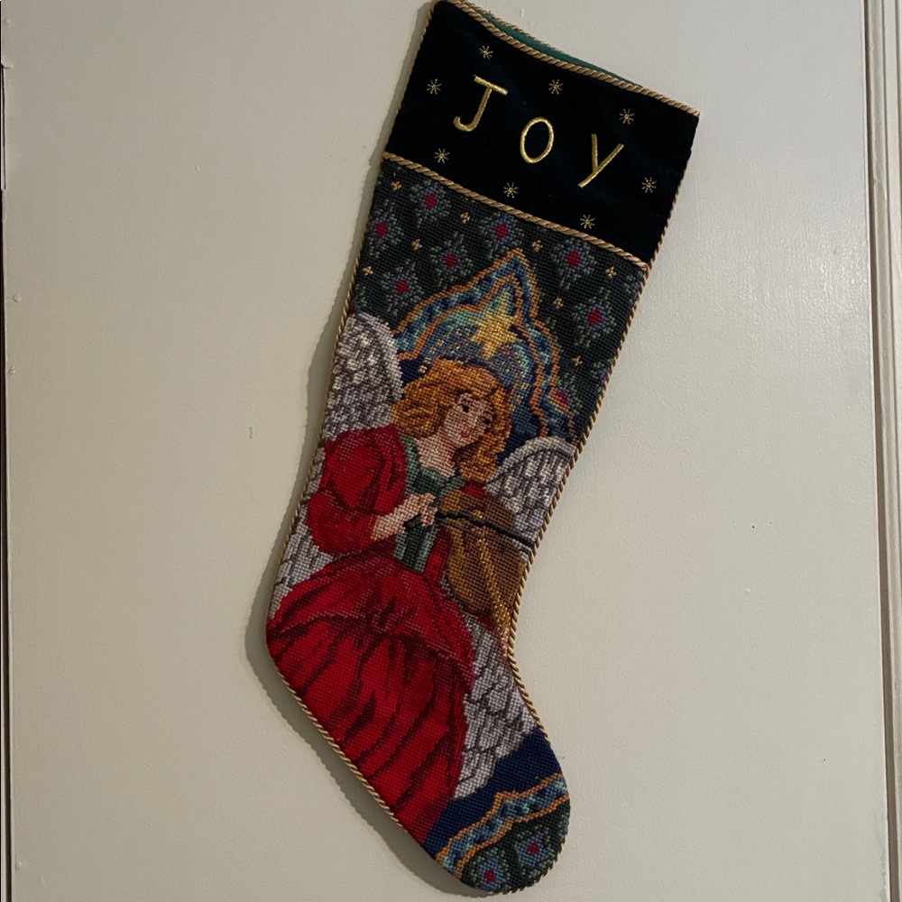 Needlepoint  JOY/ANGEL STOCKING